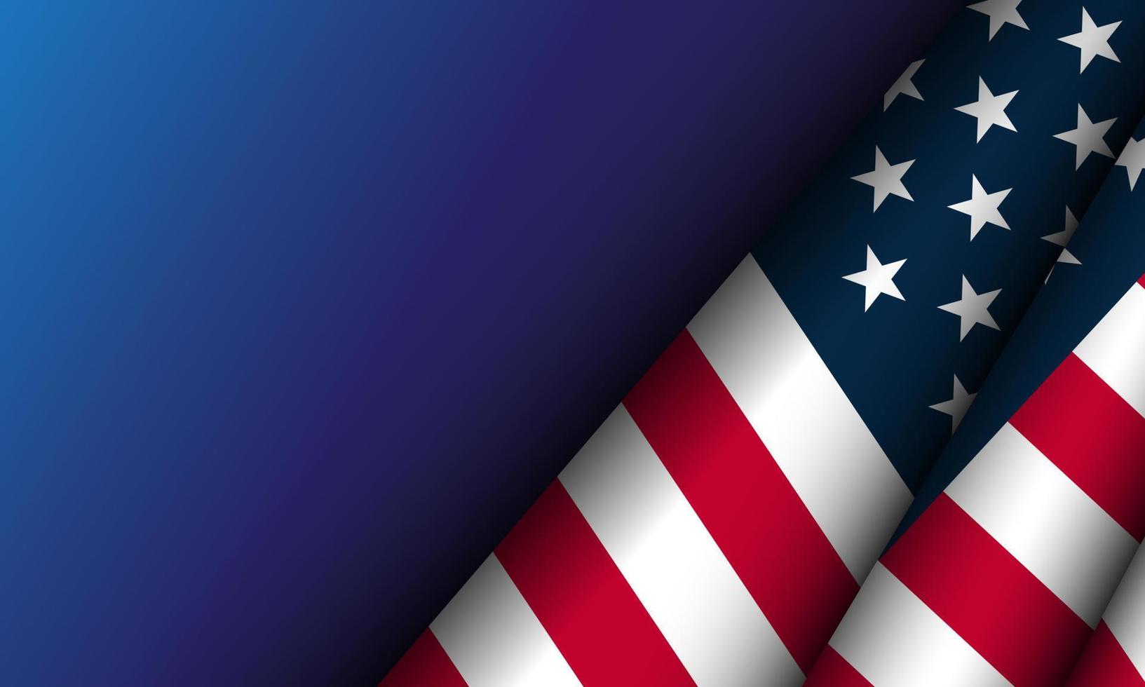 gros plan du drapeau américain des états-unis, étoiles et rayures, états-unis d'amérique sur fond bleu vecteur