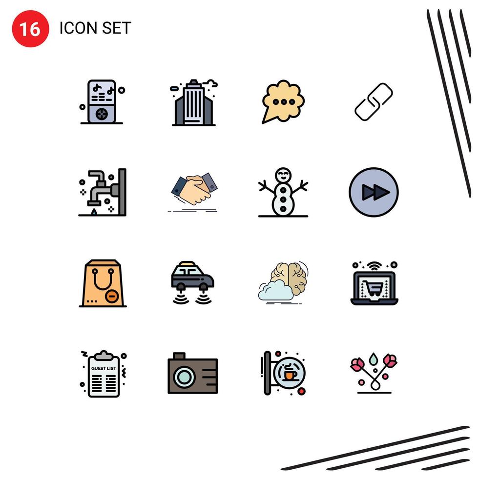 groupe de 16 signes et symboles de lignes remplies de couleurs plates pour le nettoyage des éléments de conception vectoriels créatifs modifiables en papier métallique à bulles de bain vecteur