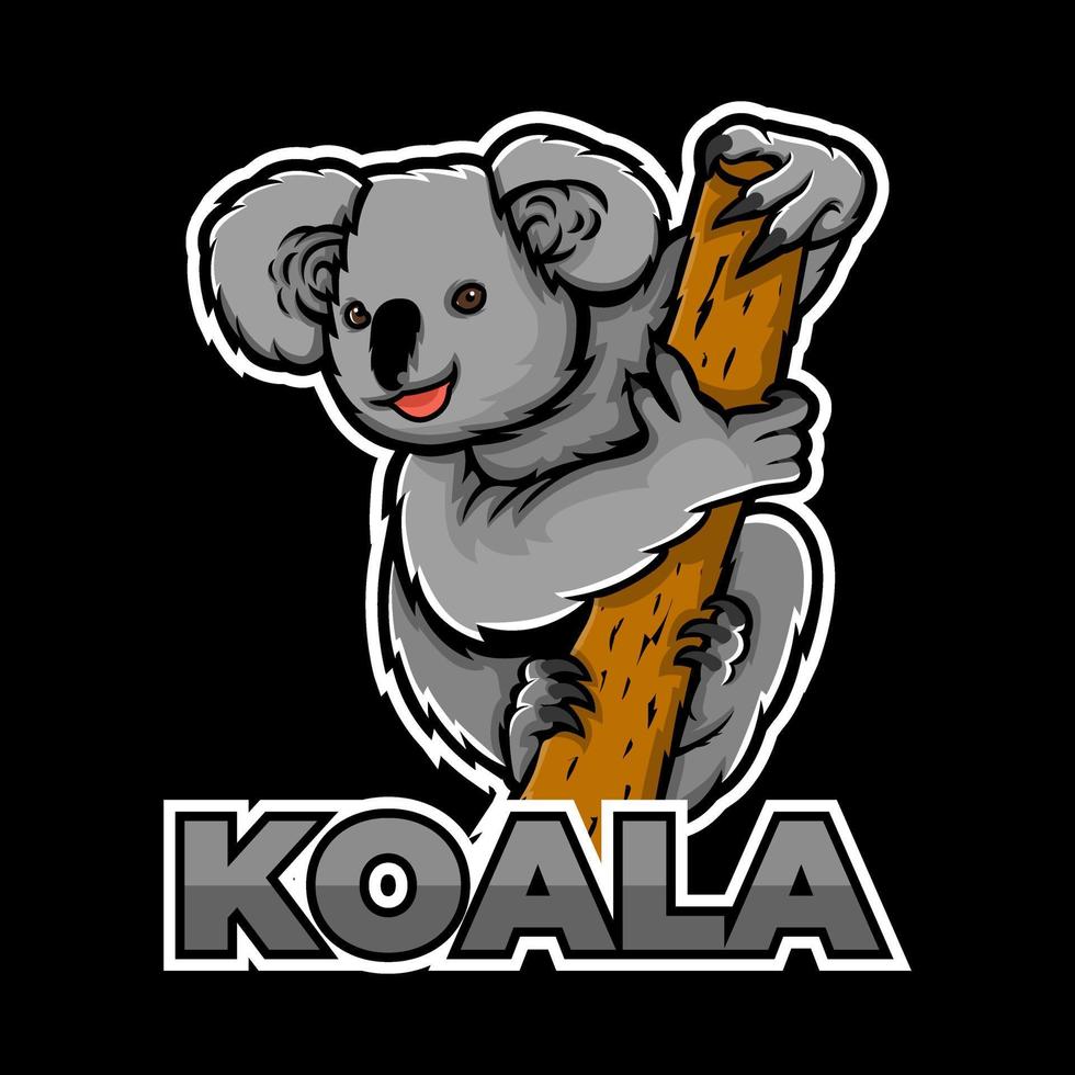 l'animal koala mange le logo de l'icône du bois. symbole de dessin animé de koala australien. animal australie mammifère illustration vectorielle vecteur