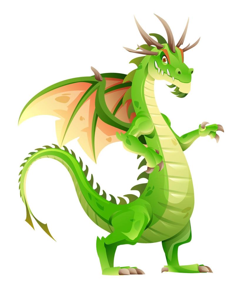 personnage de dessin animé de dragon isolé sur fond blanc vecteur
