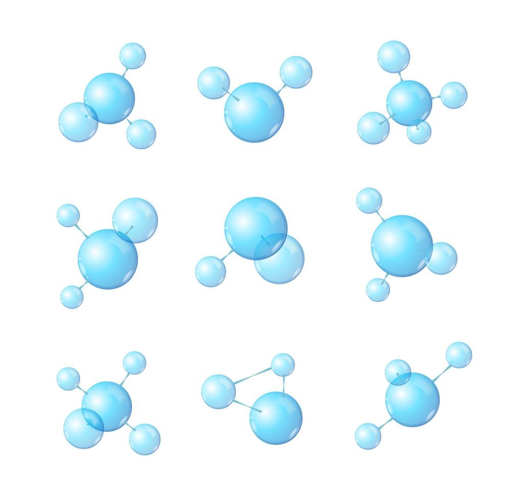 ensemble de molécules de formation abstraite 3d détaillées réalistes. vecteur