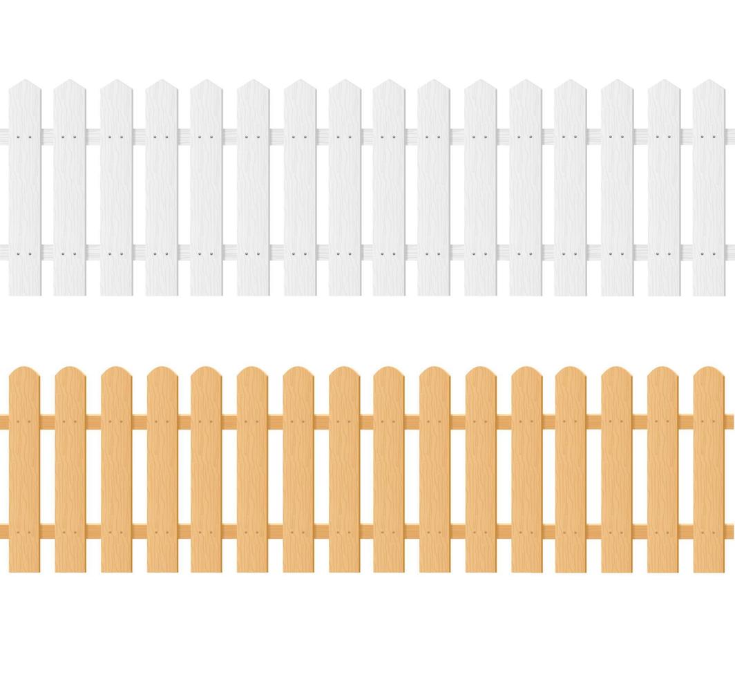 ensemble de clôture en bois blanc et marron 3d réaliste et détaillé. vecteur