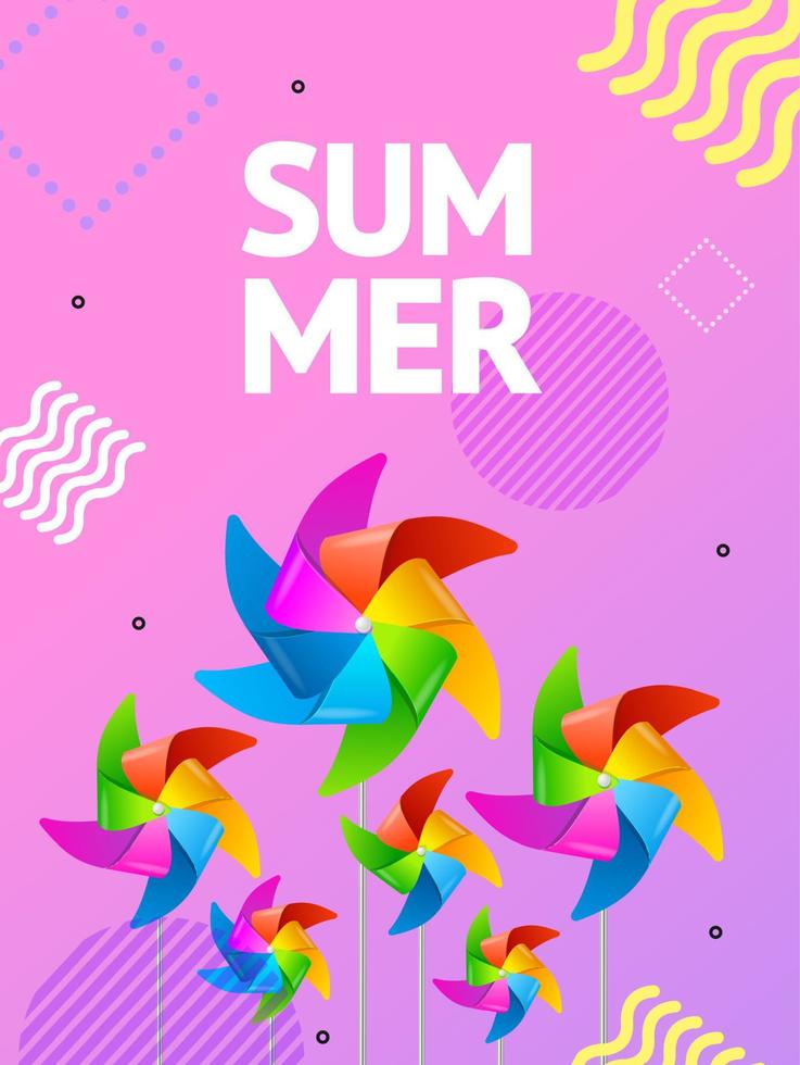 carte d'affiche publicitaire de concept d'été 3d détaillée réaliste. vecteur