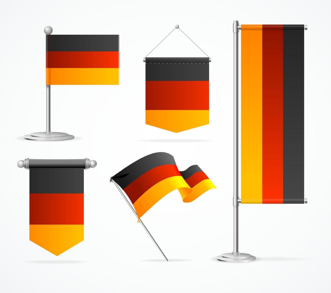 des drapeaux allemands 3d réalistes et détaillés définissent une image de marque. vecteur