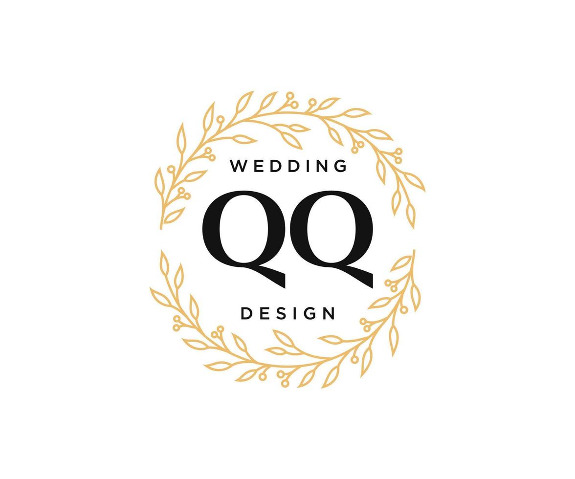 qq initiales lettre mariage monogramme logos collection, modèles minimalistes et floraux modernes dessinés à la main pour cartes d'invitation, réservez la date, identité élégante pour restaurant, boutique, café en image vectorielle vecteur