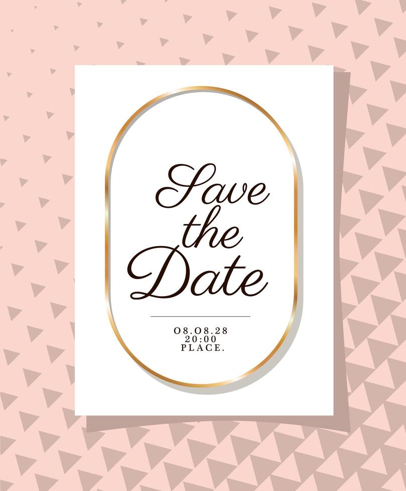 invitation de mariage avec cadre ornement or vecteur