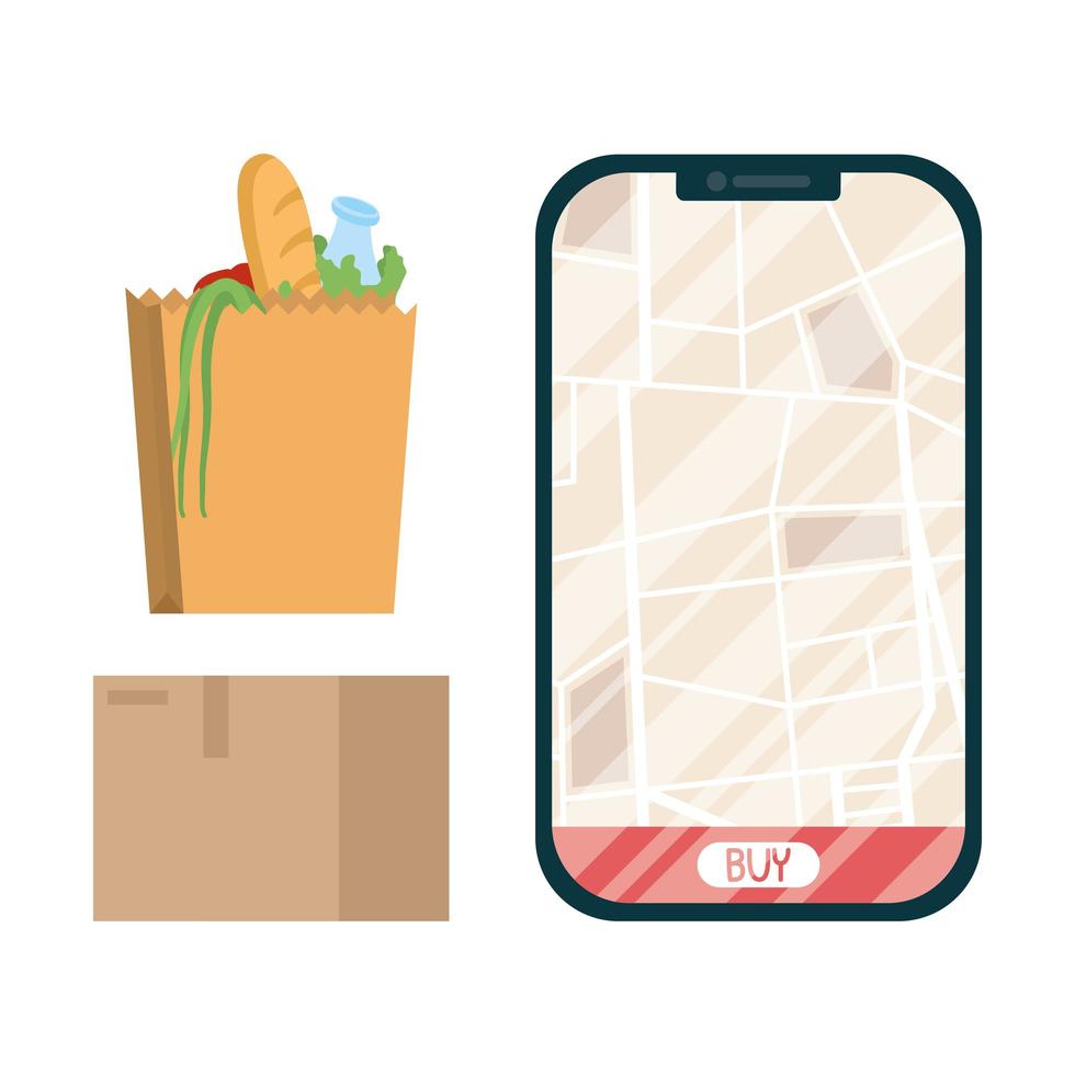 jeu d'icônes de livraison de nourriture en ligne vecteur