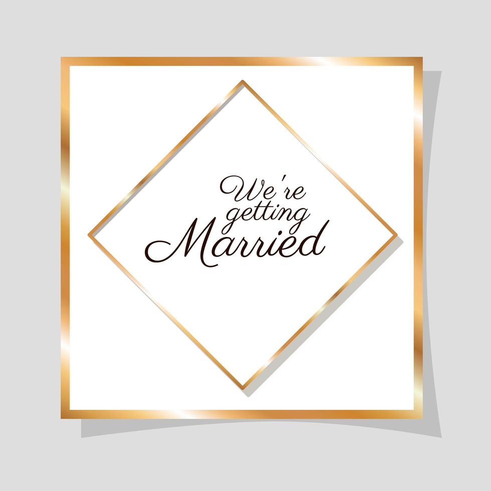 invitation de mariage dans la conception de cadre doré vecteur