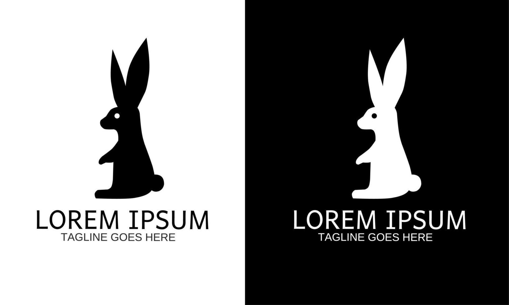 le modèle de logo de lapin est debout sur deux jambes vecteur