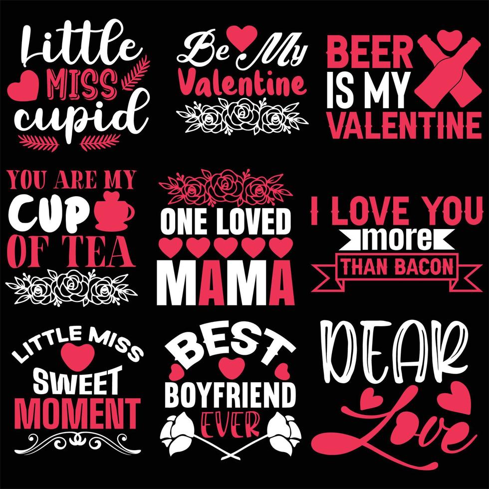 dessins de t-shirt saint valentin vecteur