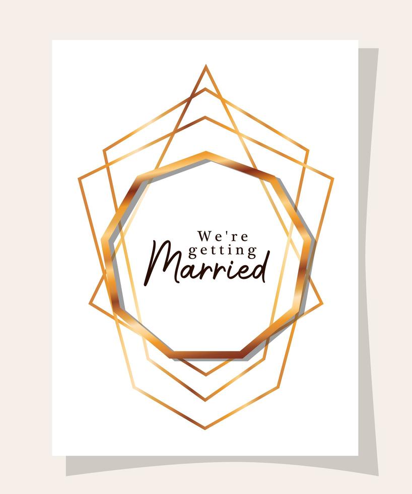 invitation de mariage dans la conception de cadre doré vecteur