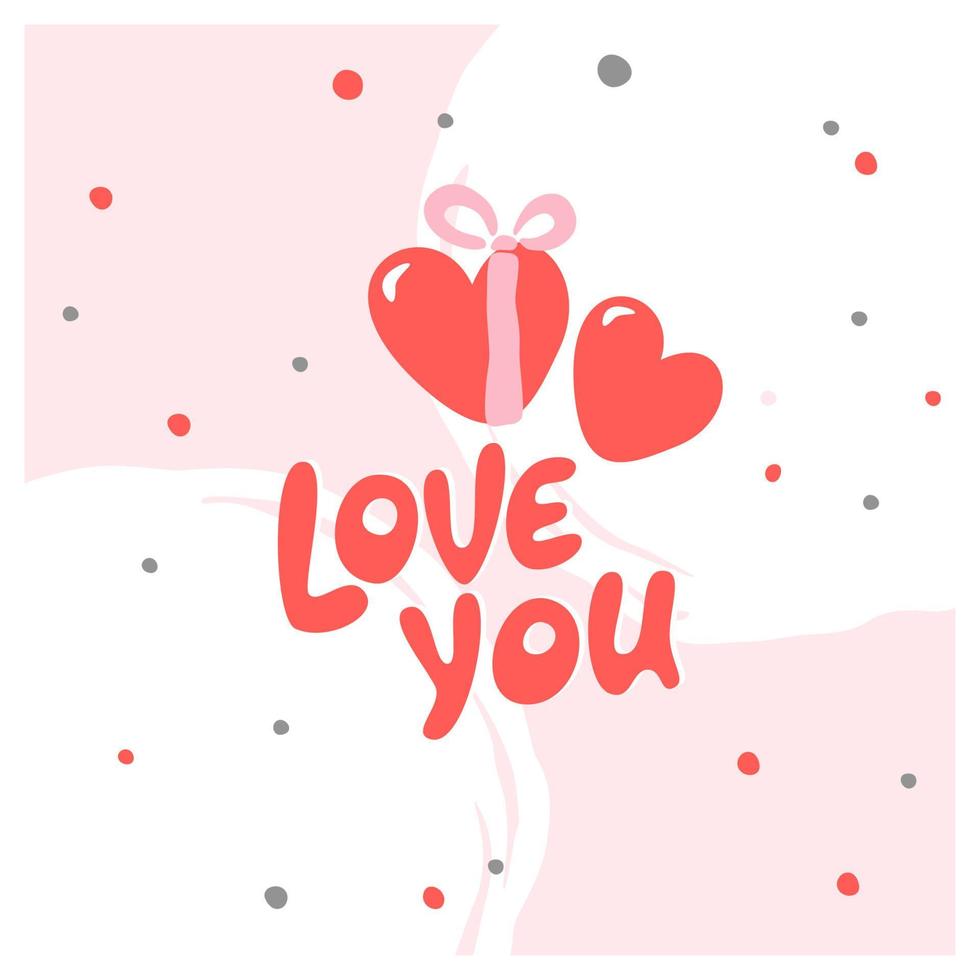 carte de voeux saint valentin avec lettrage love you. illustration vectorielle. vecteur