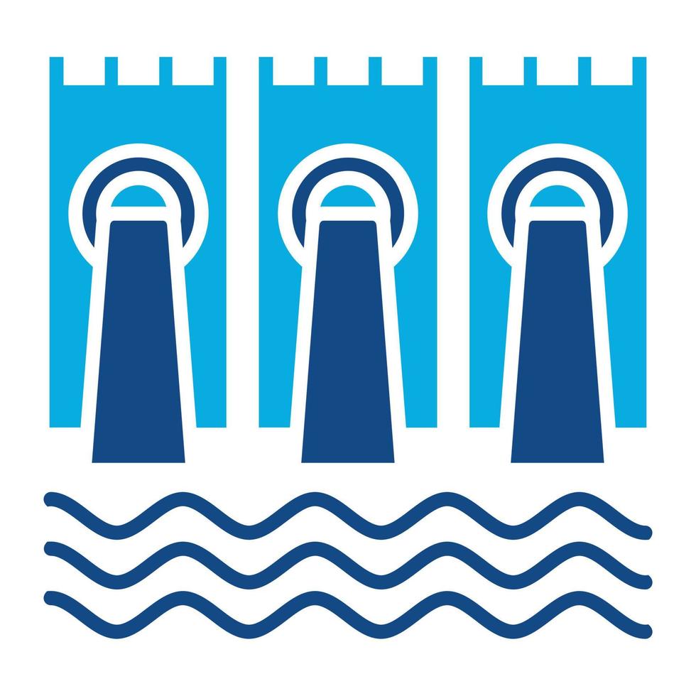 icône de deux couleurs de glyphe de barrage vecteur
