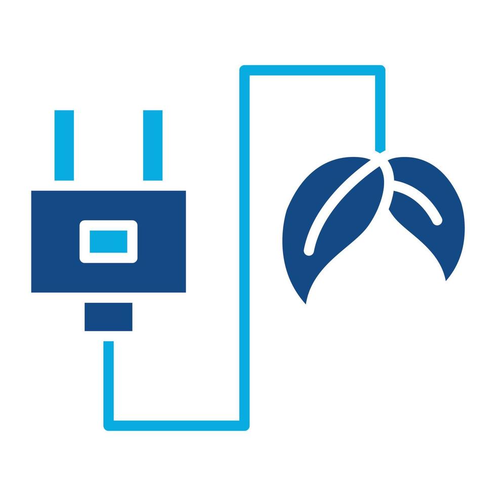 icône de deux couleurs de glyphe de prise de courant eco vecteur