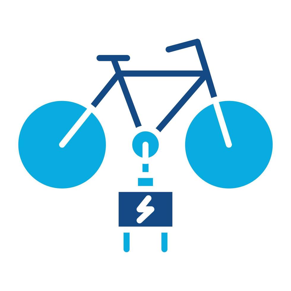 icône de deux couleurs de glyphe de vélo électrique vecteur