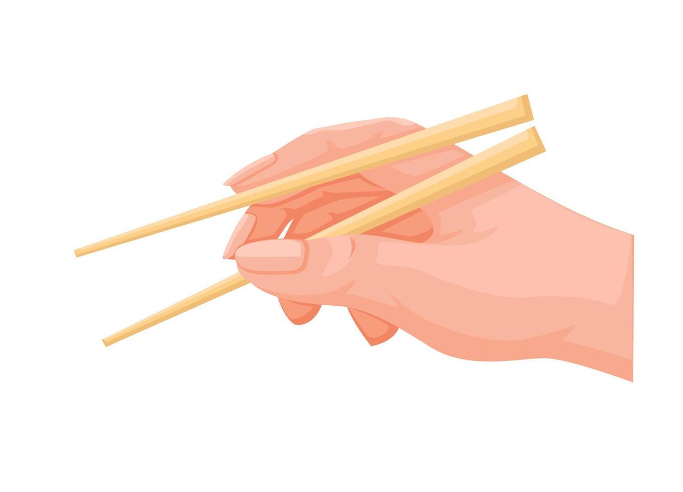 main tenir baguettes cuisine chinoise asiatique et ustensiles de cuisine symbole dessin animé illustration vecteur