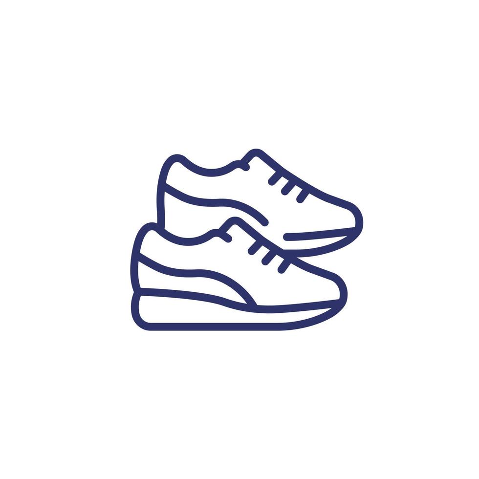 chaussures de course, baskets ou icône de ligne de baskets vecteur