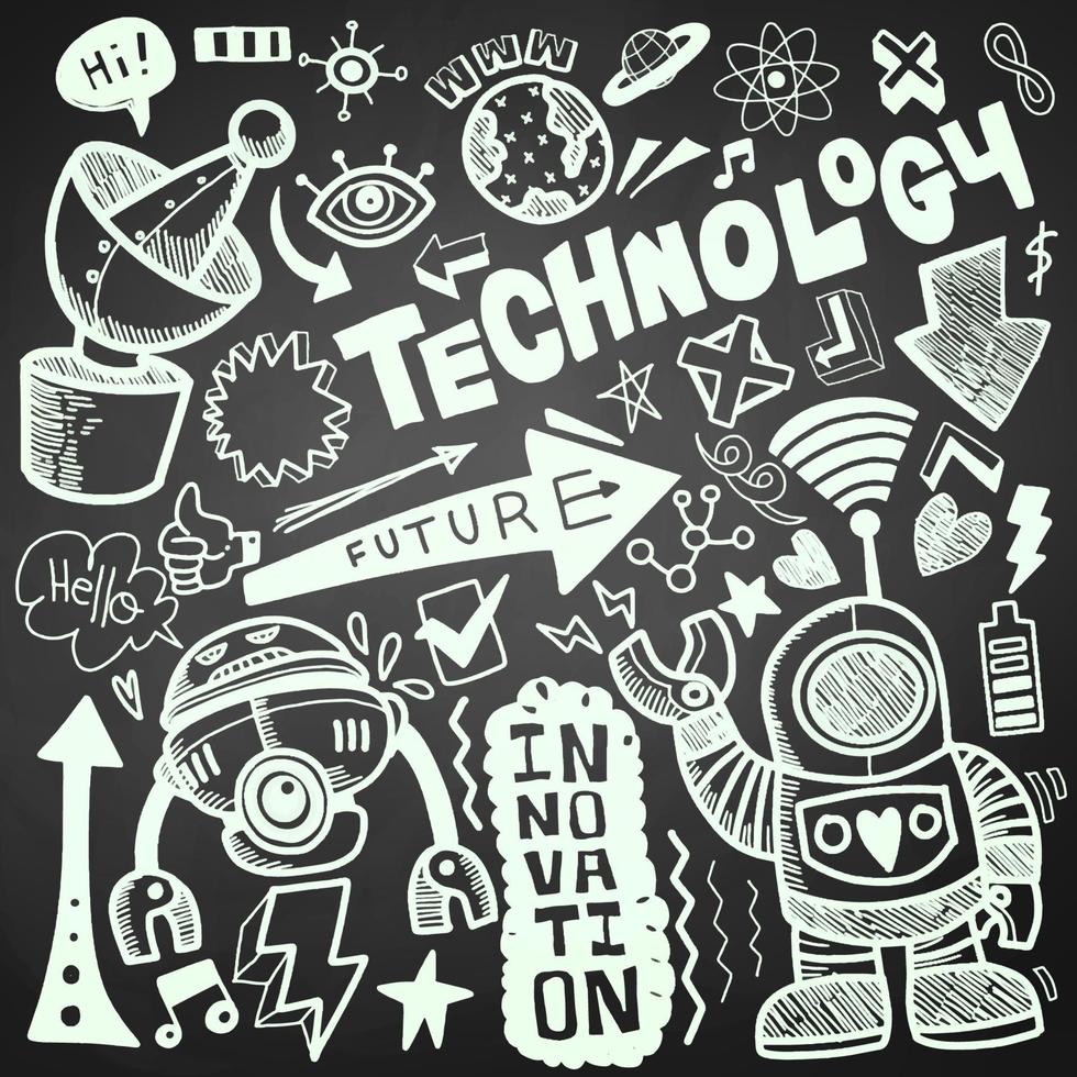 technologie doodle dessin collection.hand vecteur dessiné doodle i