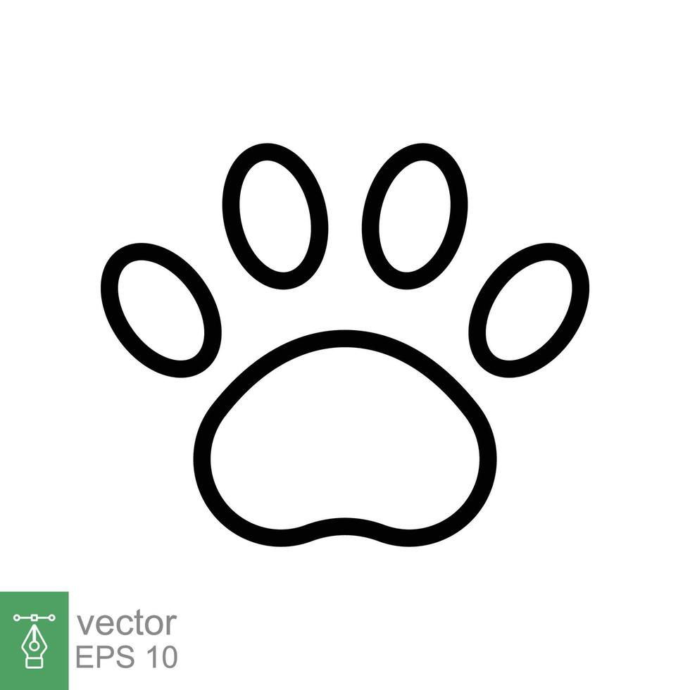 icône d'impression de patte. style de contour simple. empreinte, silhouette noire, chien, chat, animal de compagnie, chiot, concept de pied d'animal. illustration vectorielle de ligne isolée sur fond blanc. ep 10. vecteur