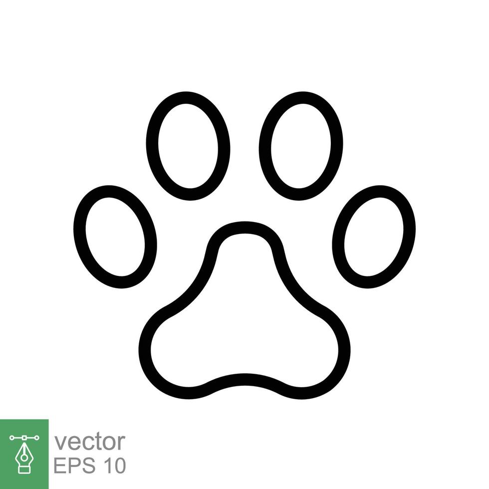 icône d'impression de patte. style de contour simple. empreinte, silhouette noire, chien, chat, animal de compagnie, chiot, concept de pied d'animal. illustration vectorielle de ligne isolée sur fond blanc. ep 10. vecteur