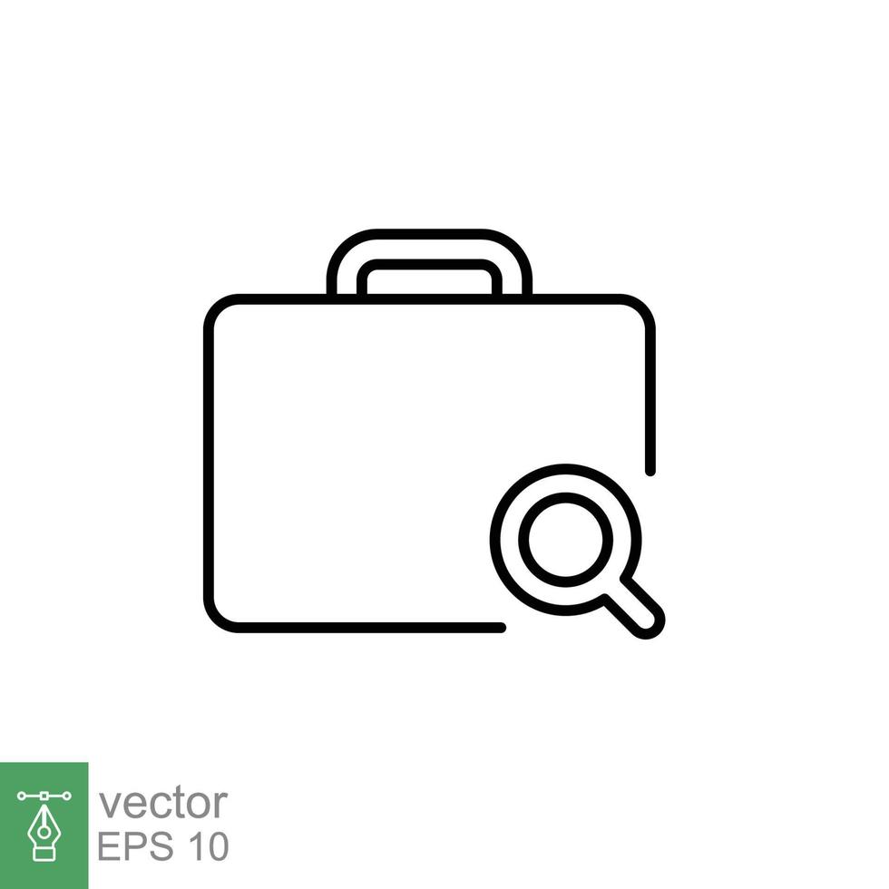 icône de poste vacant de recherche. style de contour simple. loupe, trouver le concept d'entreprise d'employeur de personnes. embaucher un candidat, recruter, symbole de ligne de compétition. illustration vectorielle. ep 10. vecteur