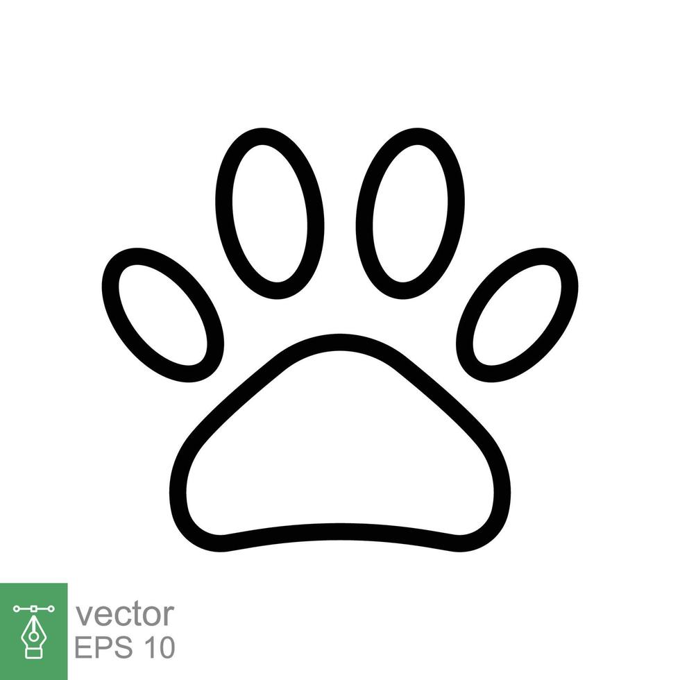 icône d'impression de patte. style de contour simple. empreinte, silhouette noire, chien, chat, animal de compagnie, chiot, concept de pied d'animal. illustration vectorielle de ligne isolée sur fond blanc. ep 10. vecteur