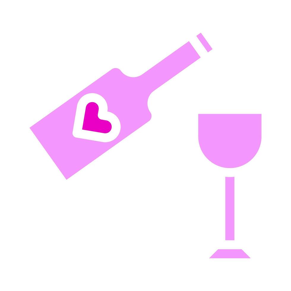 icône de la saint-valentin du vin vecteur d'illustration de style rose solide et icône de logo parfaite.