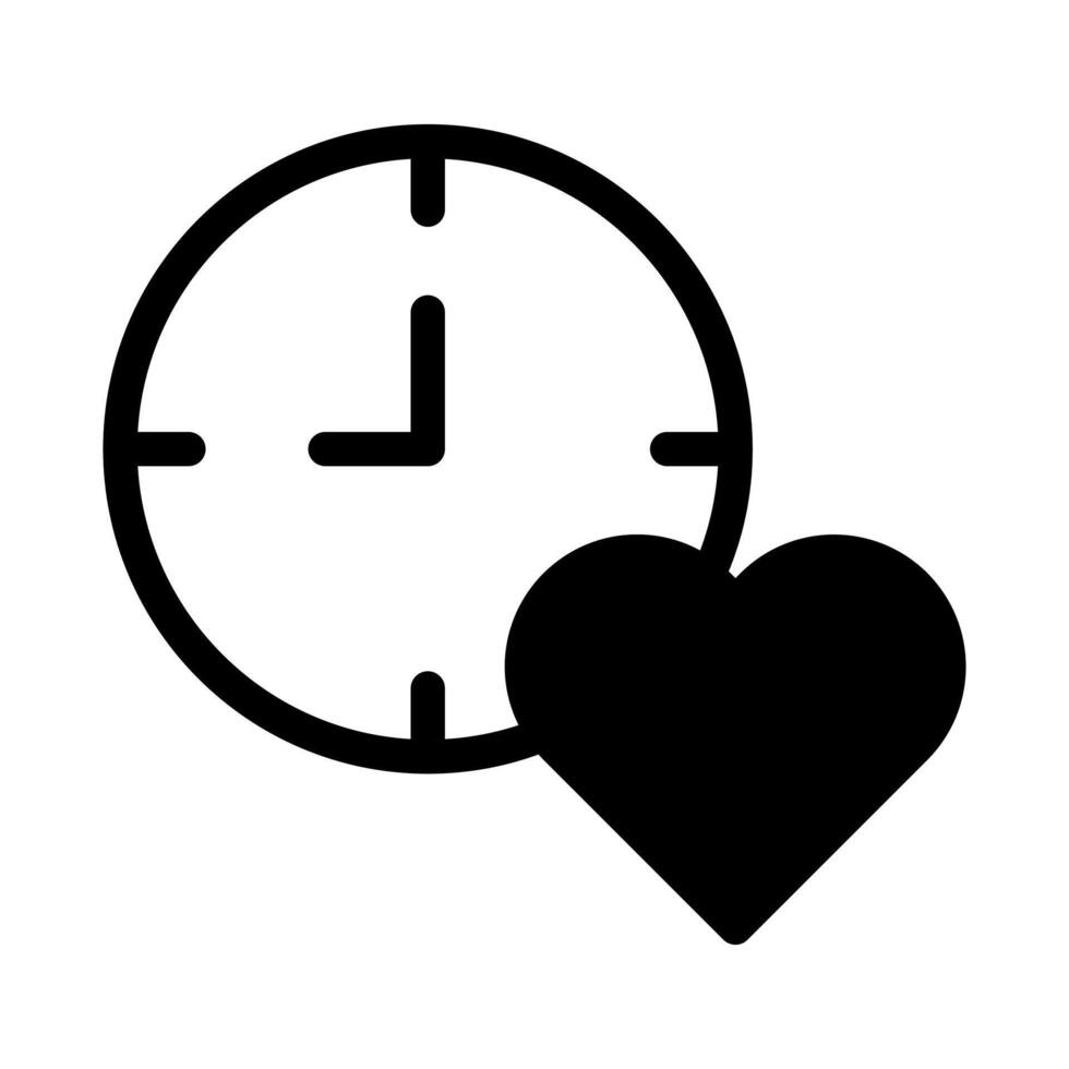 horloge double ton noir valentine illustration vecteur icône parfaite.