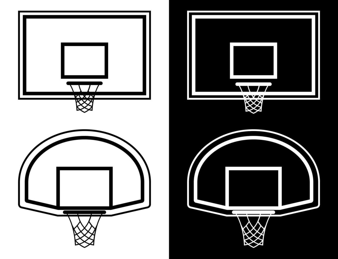 icône de panneau de basket-ball avec anneau, cerceau et filet. compétitions sportives de basket-ball dans la rue et en salle de sport. vecteur