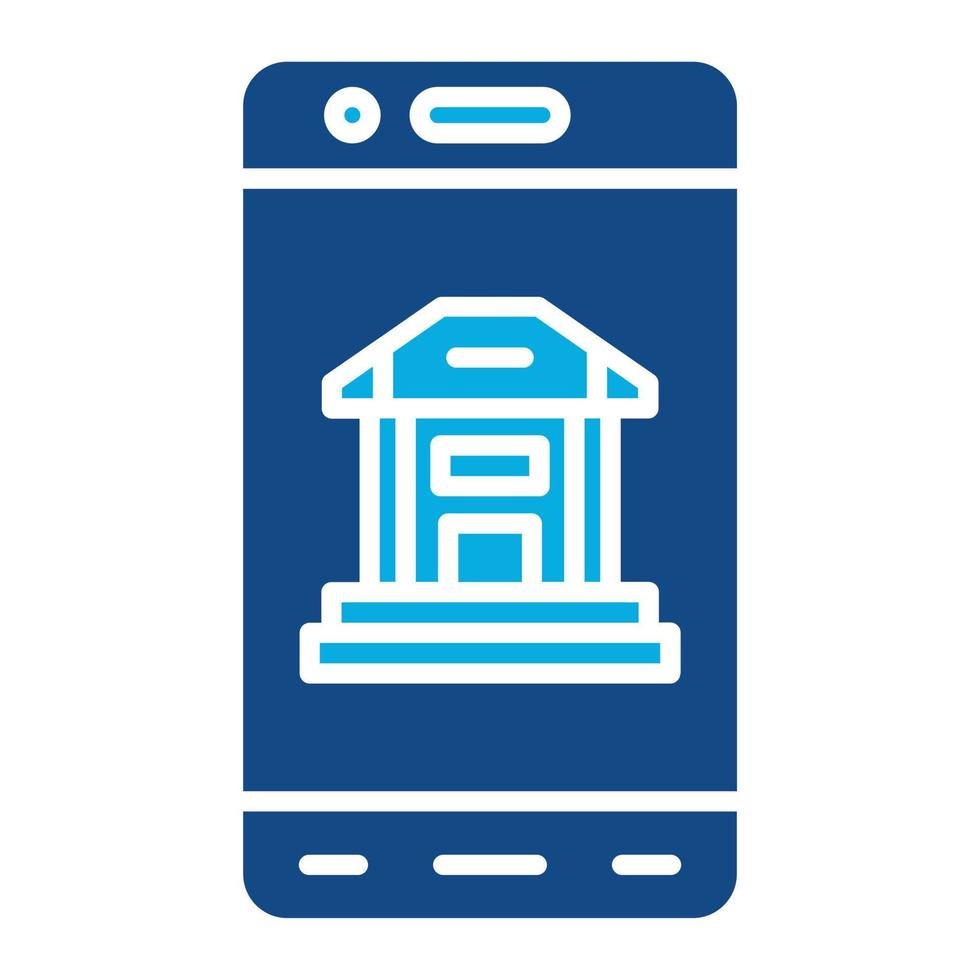 icône de deux couleurs de glyphe de banque mobile vecteur