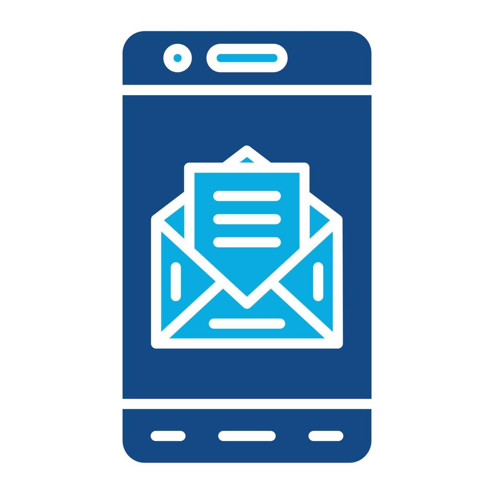 icône de deux couleurs de glyphe de courrier mobile vecteur