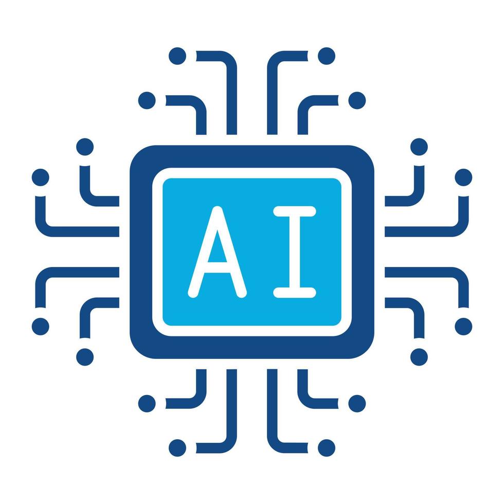 icône de deux couleurs de glyphe d'intelligence artificielle vecteur