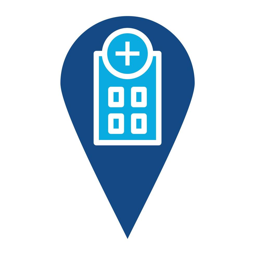icône de deux couleurs de glyphe d'emplacement d'hôpital vecteur