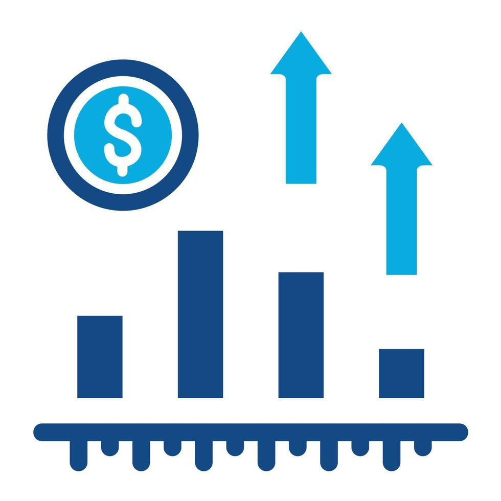 icône de deux couleurs de glyphe de croissance d'entreprise vecteur