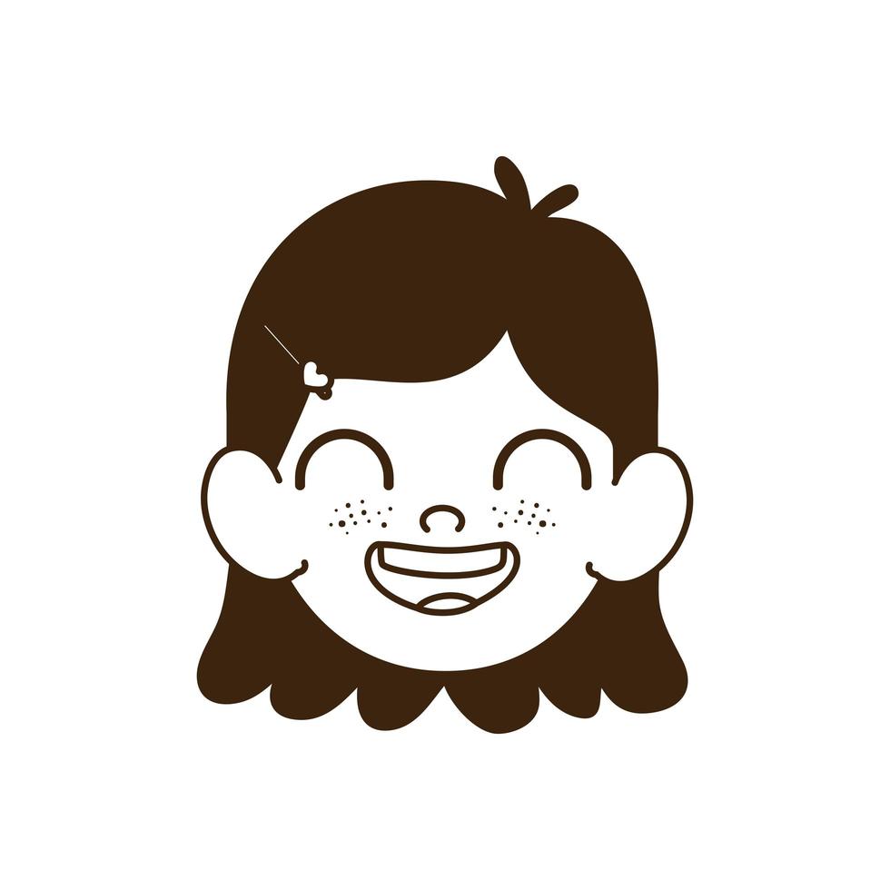 silhouette de tête de petite fille souriante vecteur