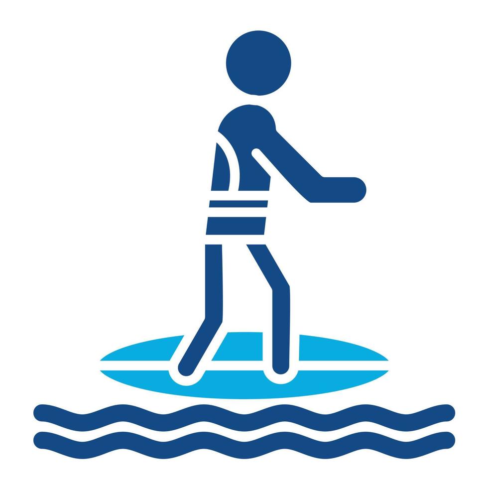 icône de deux couleurs de glyphe de surfeur vecteur