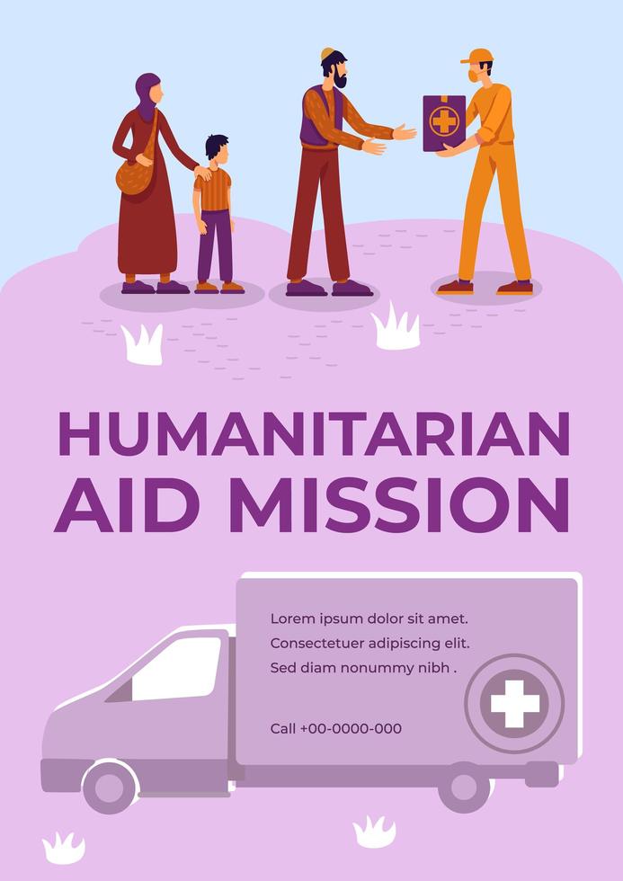 affiche de mission d aide humanitaire vecteur