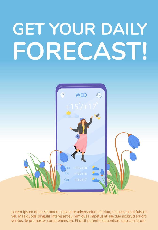 obtenez votre affiche de prévisions quotidiennes vecteur