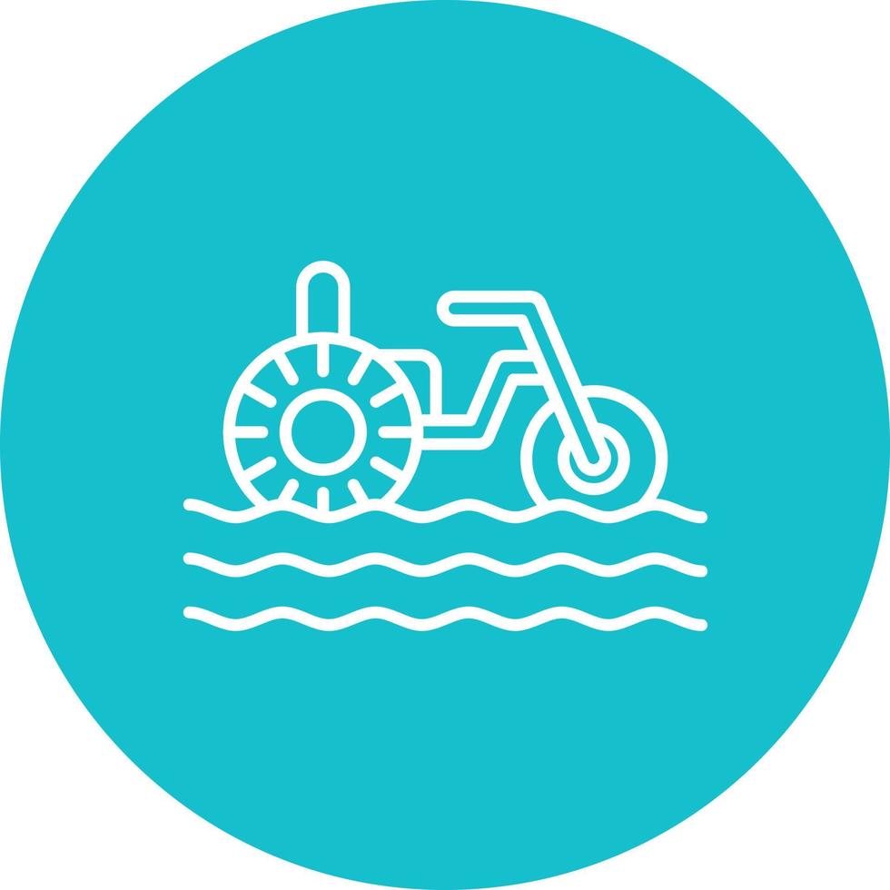 icône de fond de cercle de ligne de tricycle à eau vecteur