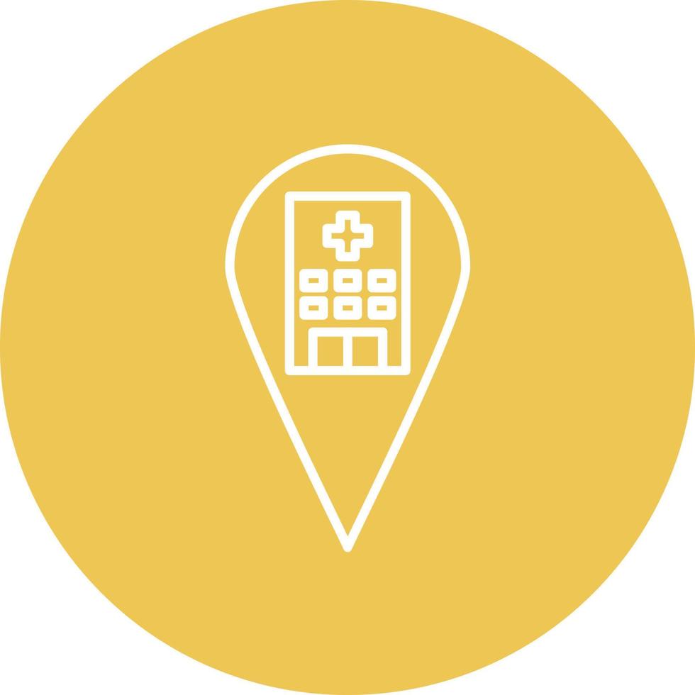 icône de fond de cercle de ligne d'emplacement d'hôpital vecteur