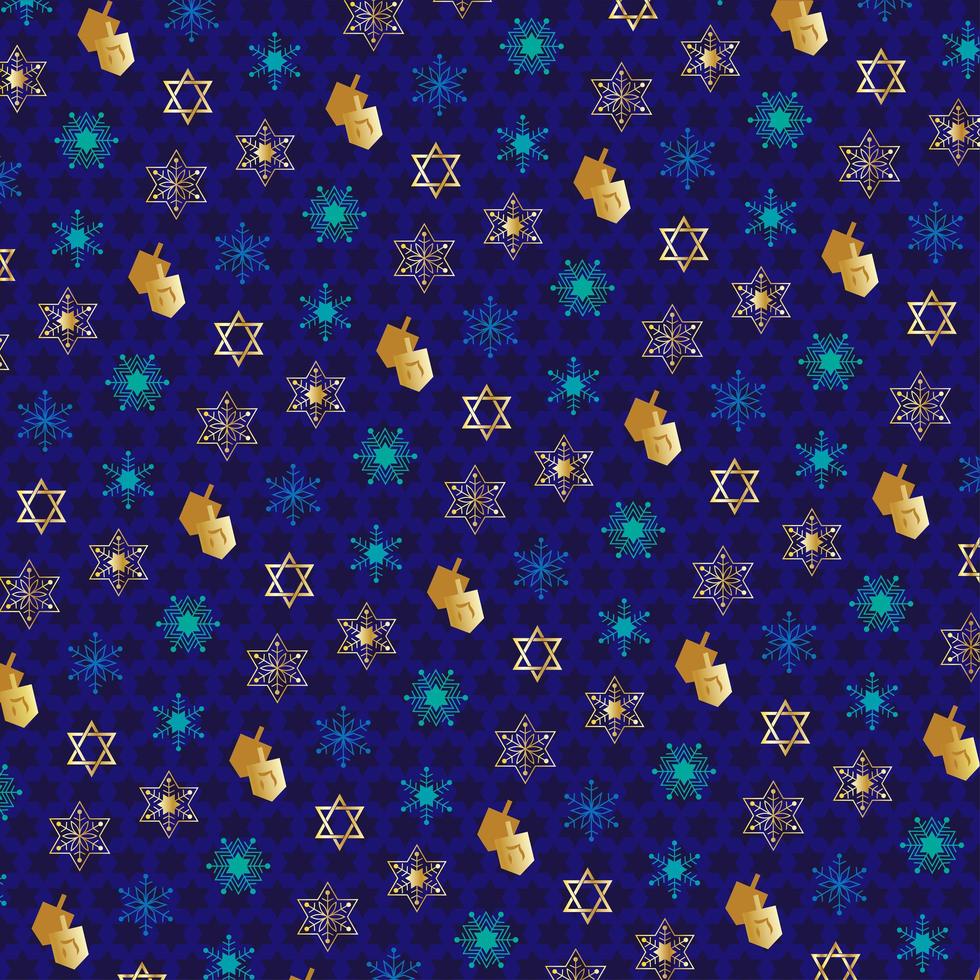 Bonne étoile juive de Hanoucca sur fond à motifs vecteur