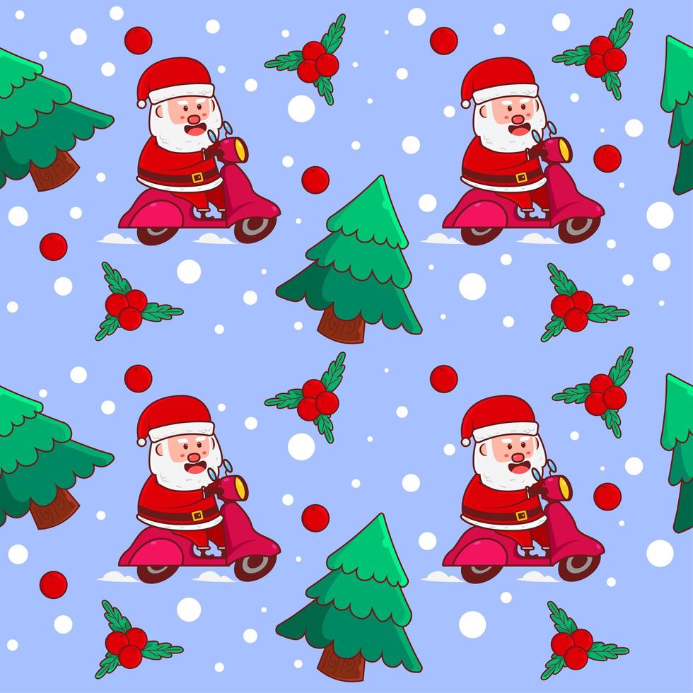 modèle sans couture avec scooter mignon père noël vecteur