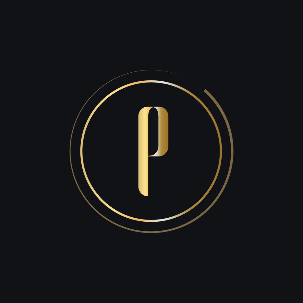 logo initial de lettre p avec concept de luxe de couleur or vecteur