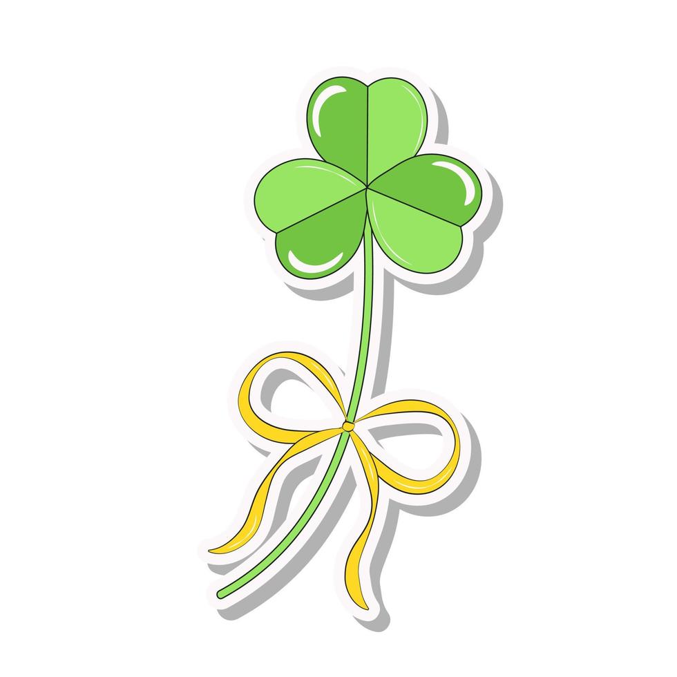 feuille de trèfle avec symbole d'autocollant arc st patricks day vecteur