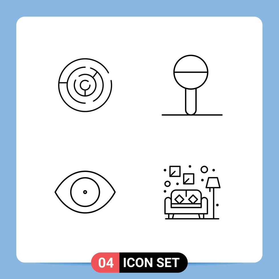 4 icônes créatives signes et symboles modernes de puzzle oeil cible enfant humain éléments de conception vectoriels modifiables vecteur