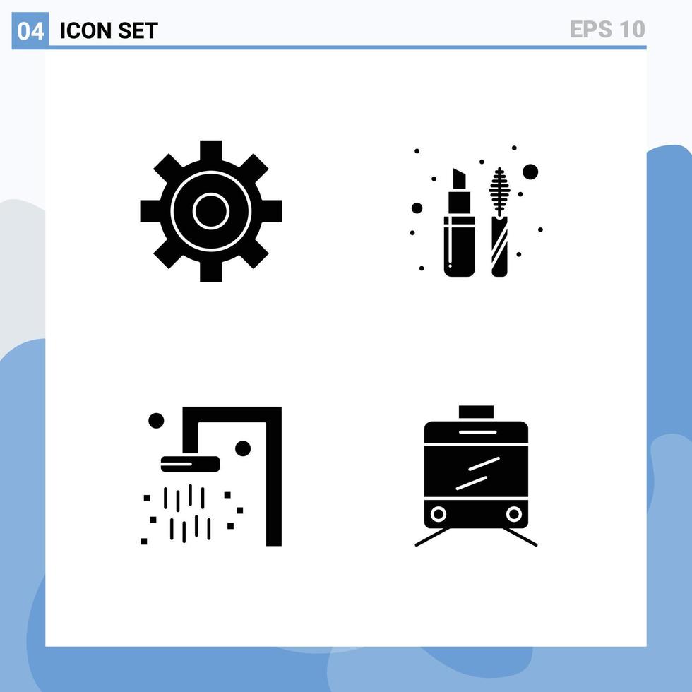 4 interface utilisateur pack de glyphes solides de signes et symboles modernes de roues dentées transport doublure salle de bain 86 éléments de conception vectoriels modifiables vecteur