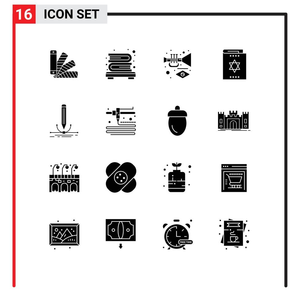 interface utilisateur pack de 16 glyphes solides de base de conception magicien musique livre magique harry potter éléments de conception vectoriels modifiables vecteur