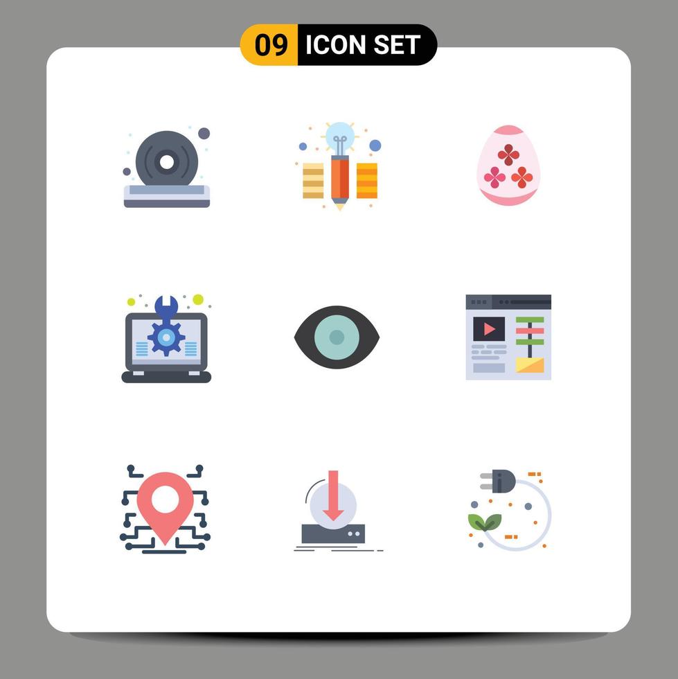 pack d'icônes vectorielles stock de 9 signes et symboles de ligne pour les éléments de conception vectorielle modifiables de conception de réglage d'oeuf pour ordinateur portable oeil vecteur