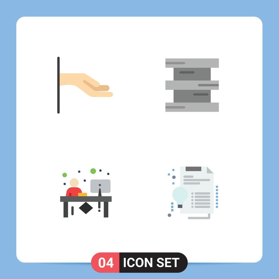 interface utilisateur pack de 4 icônes plates de base de l'aumône bureau biochimie réception dangereuse éléments de conception vectoriels modifiables vecteur