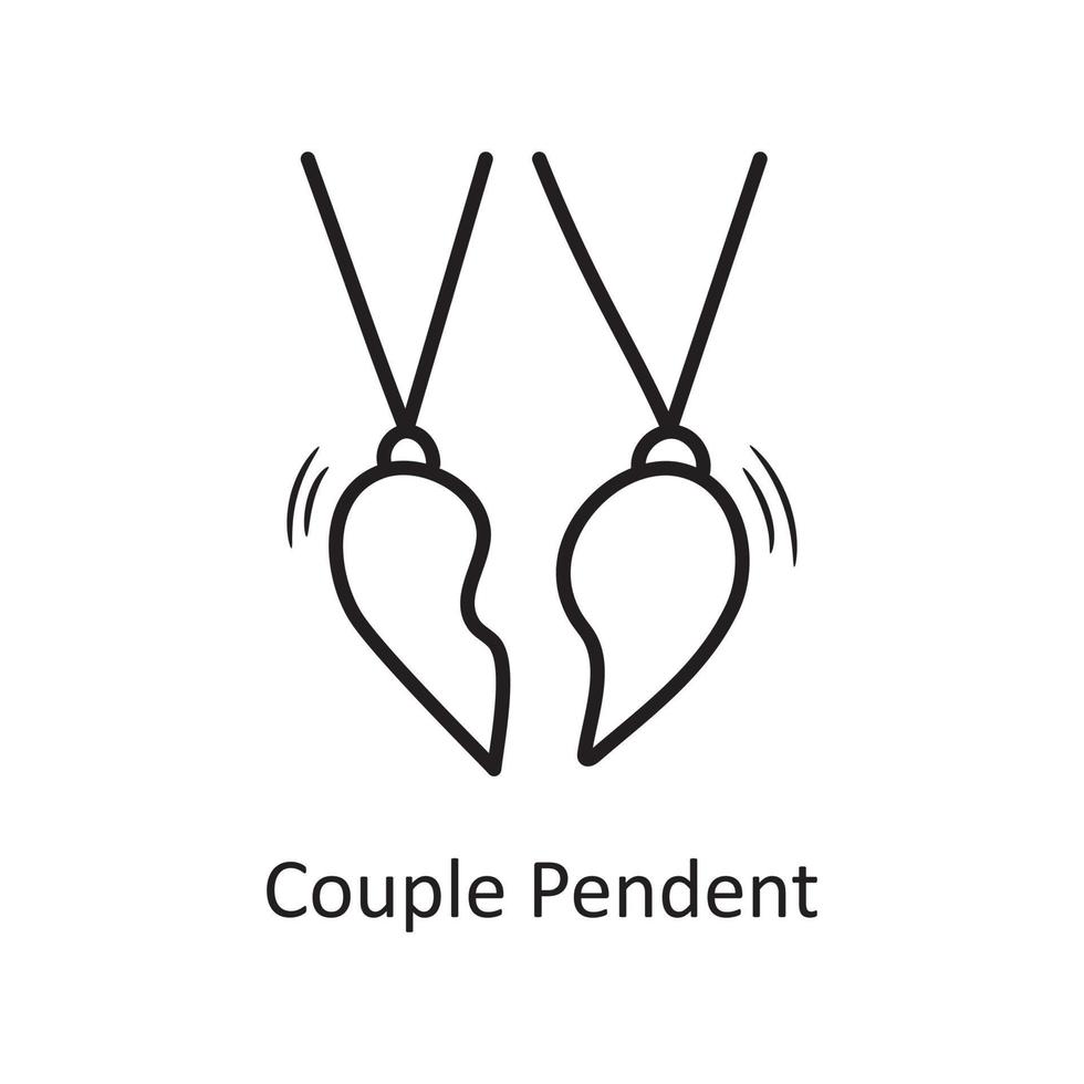 couple pendentif vecteur contour main dessiner illustration de conception d'icône. symbole de la saint-valentin sur fond blanc fichier eps 10